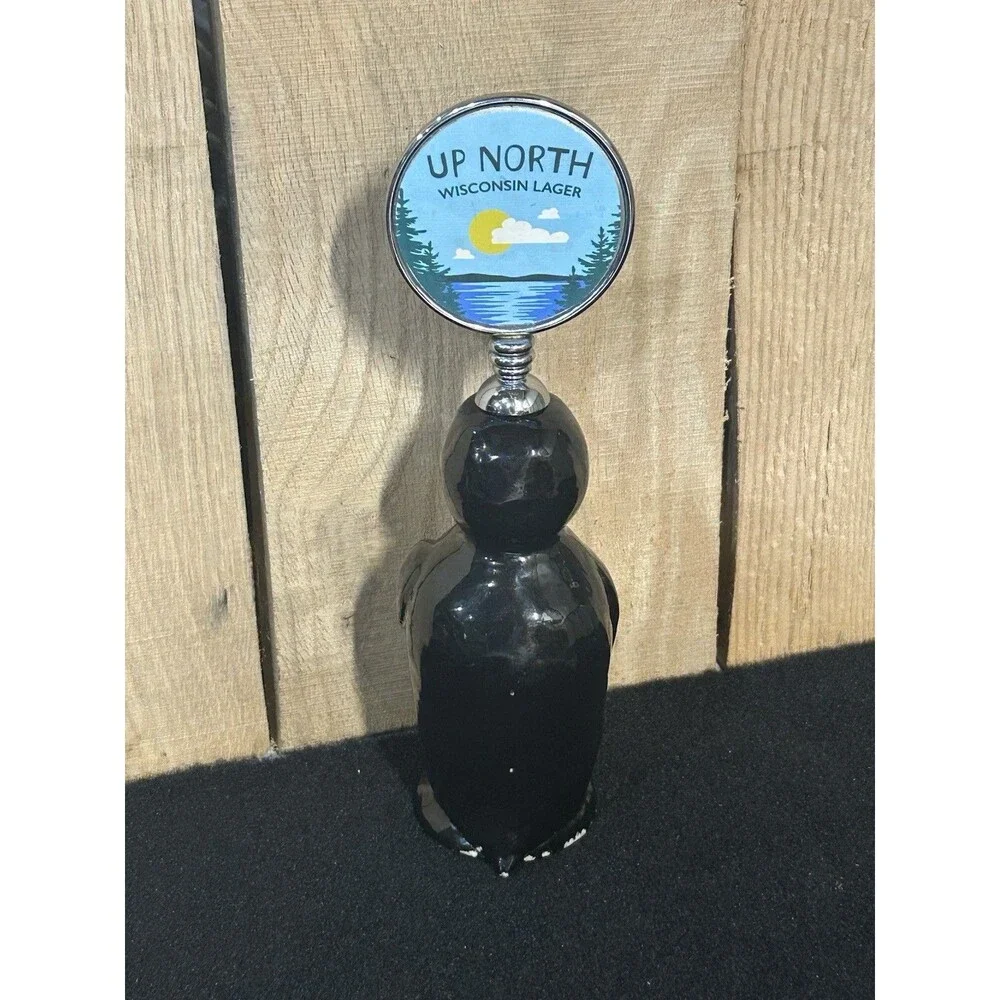 One Barrel Brewing Beer Tap Handle Ceramic Penguin Up North Wisconsin Lager B18